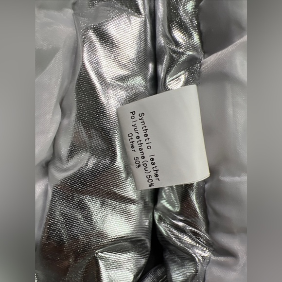 Half Heart Silver Metallic Shiny Vest Skirt Set Padded Qulited Puffer Womens S - Picture 11 of 15